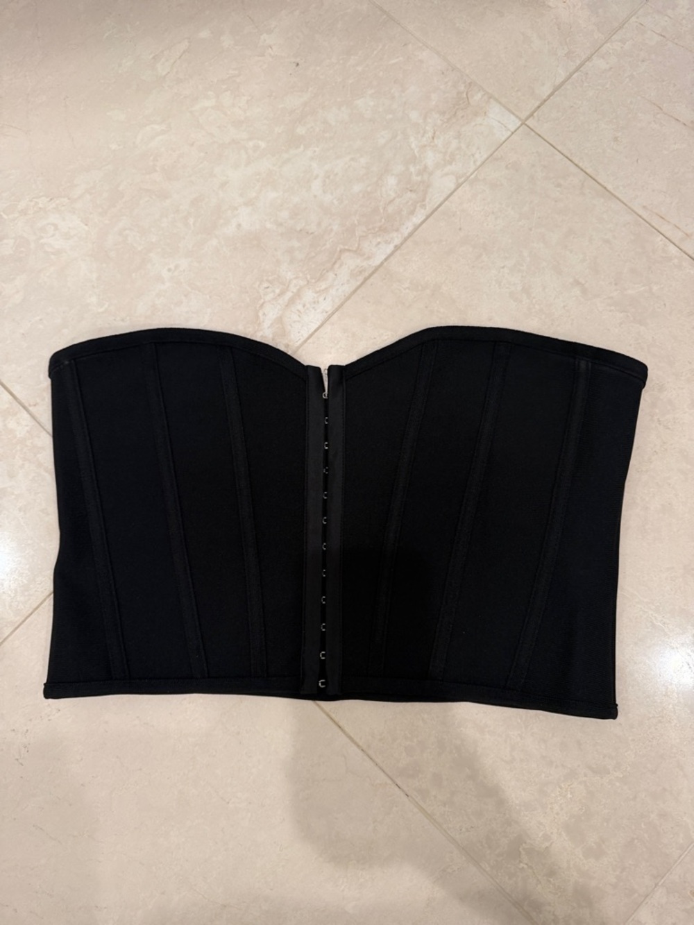 PrettyLittleThing Black Strapless Corset Top